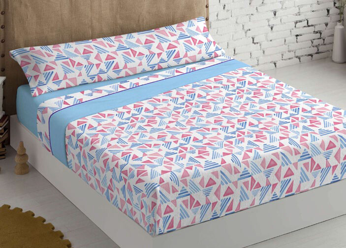Juego de sábanas estampadas coralina invierno, 100% poliéster. Modelo Giza