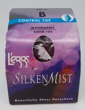 L'eggs Silken Mist Pantyhose Control Top Sheer Toe Mahongany Size B 202 12