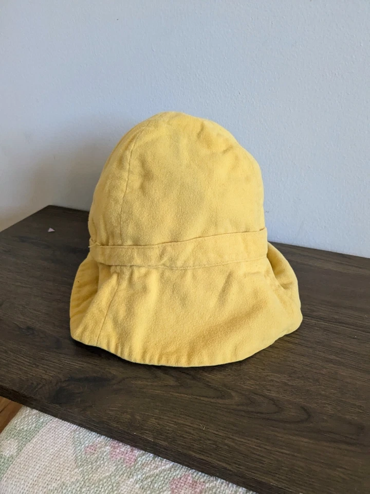 vintage 1960s 1970s does 1920s yellow bucket hat fleece art deco Foto 3 de 4