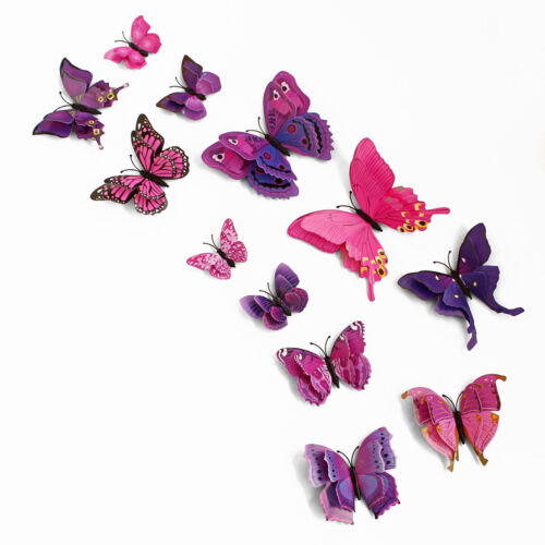 12 pcs Magnetic Butterfly Wall Stickers Decal Home Decorations Decor Double Wing - Picture 20 of 33