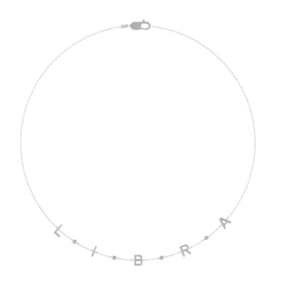 10K Weißgold Lab Grown Diamant Waage Zodic Halskette 18'' Silber Kabel Kette