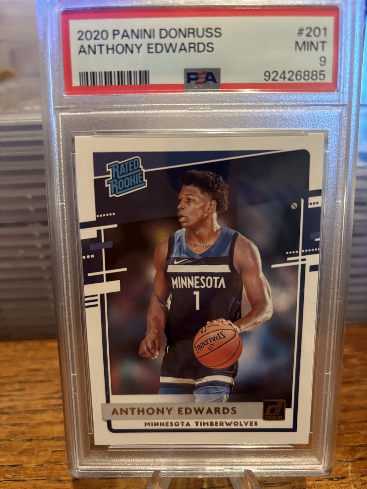 2020 Donruss Anthony Edwards’s Rated Rookie #201 PSA 9 Mint