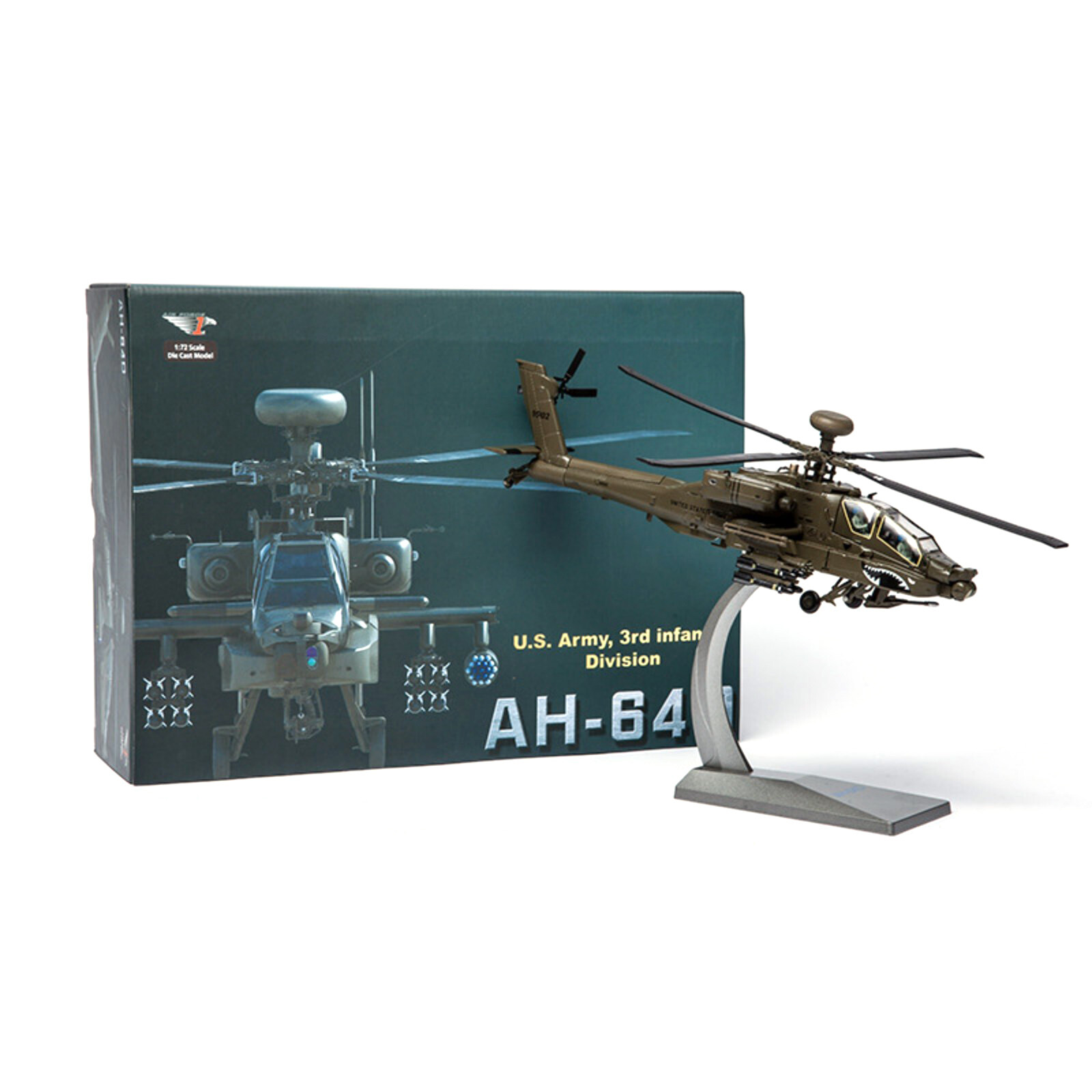 1/72 Scale Diecast Alloy US Army AH-64 Apache Bomber Aircraft Model Souvenir