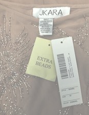 J Kara Woman s Size18 3/4 Sleeve Beaded Dress Blush/Silver 100 Polyester New