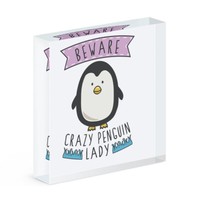 Beware VerrüCkte Pinguin Damen Acryl Foto Block Rahmen Lustig Tiere