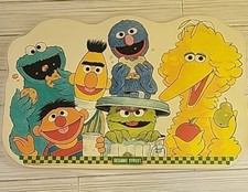 Vintage 80s Sesame Street Placemat CTW Laminated Double Sided 1982 Made In USA
