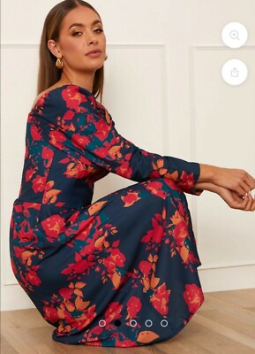 chi chi london long sleeve dress Long Sleeve Floral Midi Dress in Navy, 12