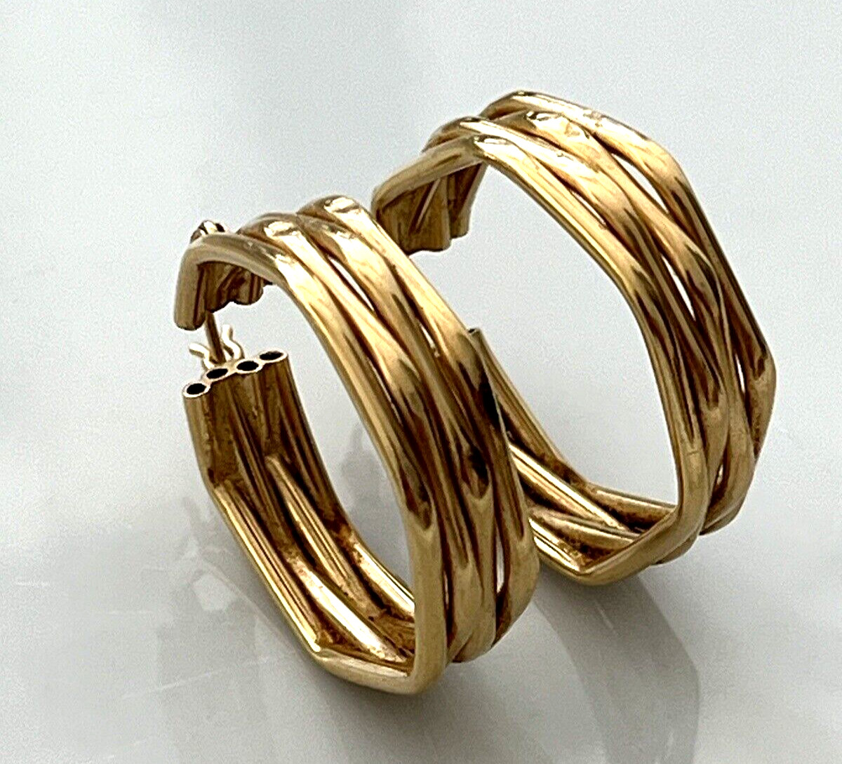 14k Solid Yellow Gold Cable Wire Hoop Earrings  1… - image 1