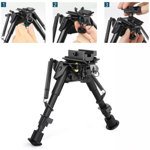 6-9" Hunting Rifle Bipod with 20mm Picatinny Rail Mount Adapter - Picture 2 of 8