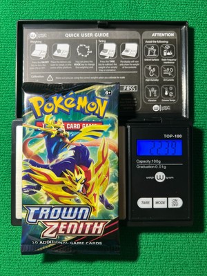 HEAVY? 22.39 Grams! Pokemon Crown Zenith Factory Sealed Booster Pack!!