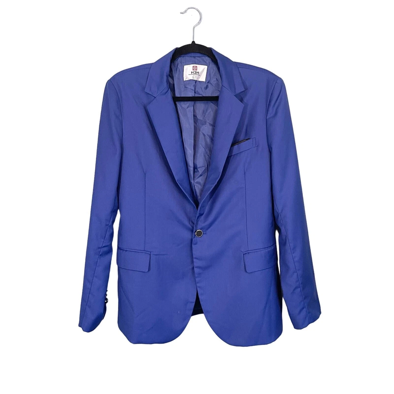 VETEMENTS H2H Blazer Uomo M Blu Giacca Tuta Formale Business Cappotto 1 Bottone Manica Lunga