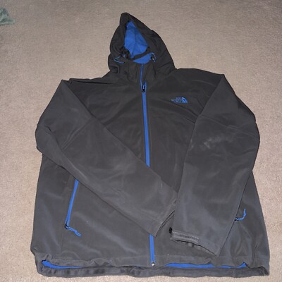 The North Face Grey Zip Up Men s Tech Jacket High Neck Blue Fleece Lined Size XL