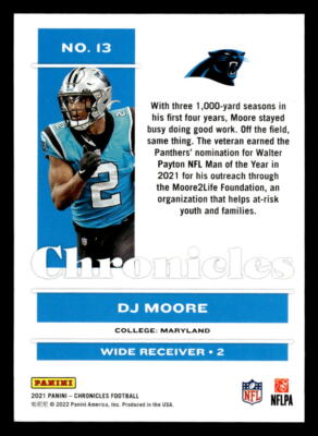 2021 Chronicles Football DJ Moore #13 PINK Carolina Panthers