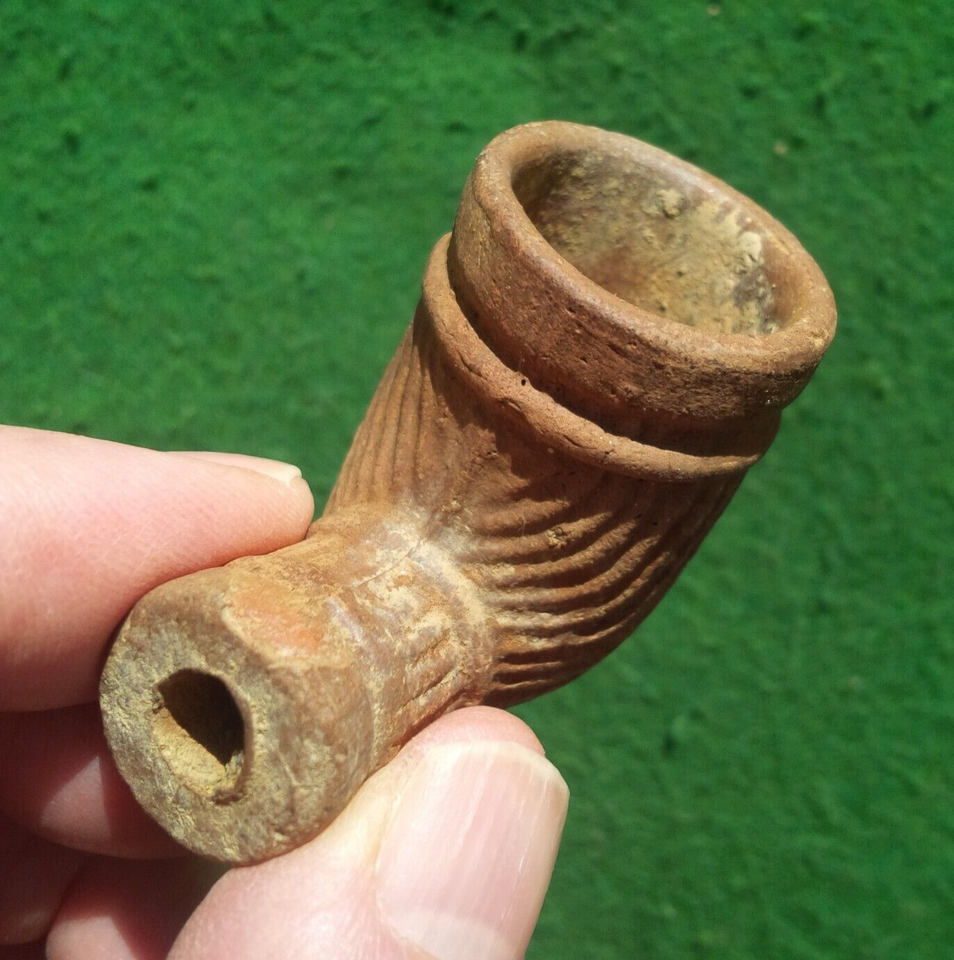 21/4" PAMPLIN CLAY TRADE PIPE ANTIQUE CLAY PIPE ARROWHEAD PAMPLIN PIPE