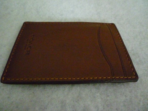 Coach Money Clip Card Case Mens Brown Leather C6702 Wallet Compact New UK Seller - Picture 6 of 16