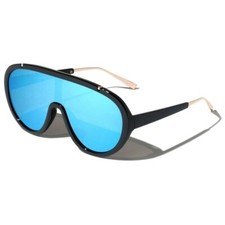 Blue Mirrored Lens Super Oversized Exaggerated Retro Racer Sunglasses Lentes New