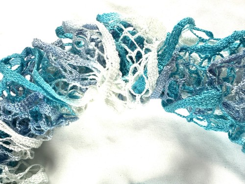 Womens Ruffle Scarf , Wrap Blue White Lavender 4”x68” Multi-functional - Picture 3 of 5