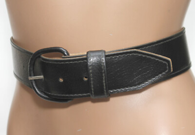 Vintage Wide Black Vinyl/Leather Belt - Size S/32 - Made in  display picture 1