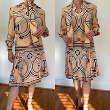 Vintage PUCCI 1970's Silk Two Piece Pleated Skirt Set