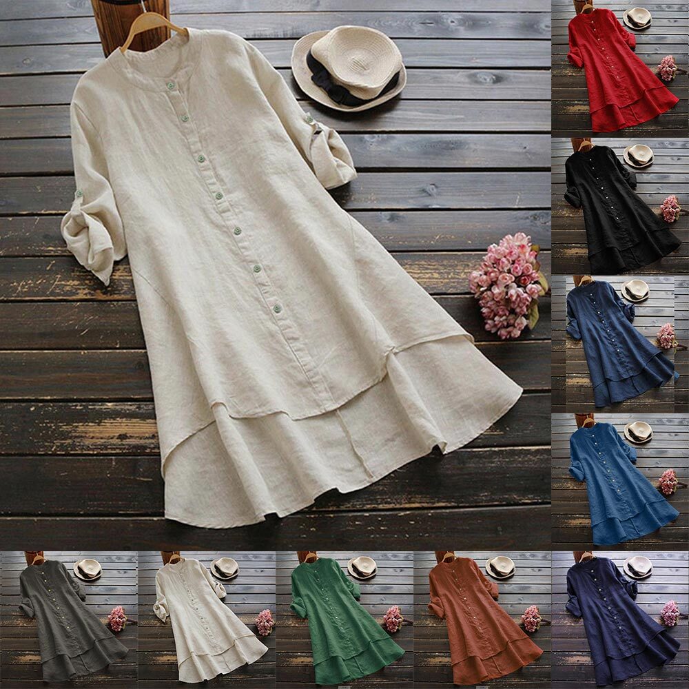 Women Plain Mini Dress Long Sleeve Ladies Summer Casual Loose Baggy Shirt  Dress | eBay
