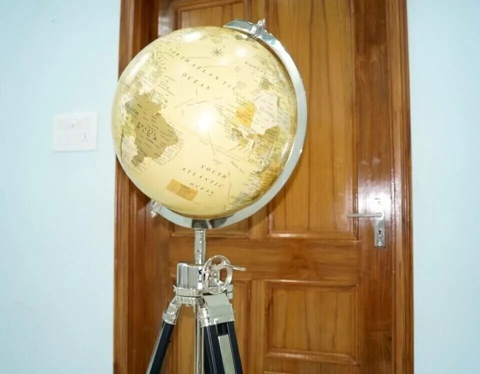 Timeless Exploration Antique World Globe With Tripod Stand Home Deocr