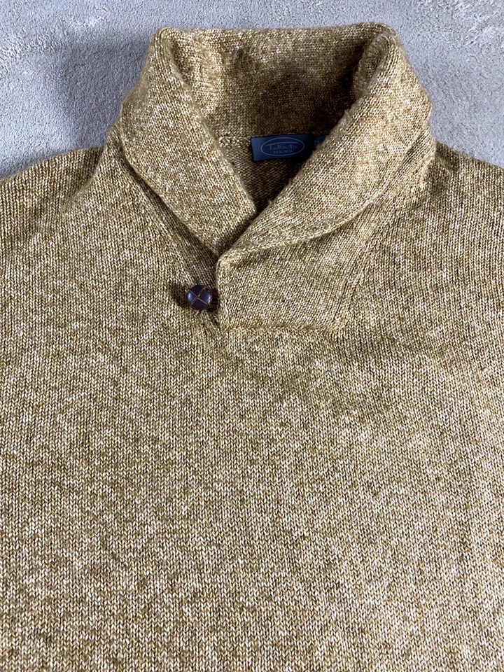 Talbots Sweater Mens XL Wool Blend Elbow Patch Shawl Collar  Academia Preppy - Image 4 of 4