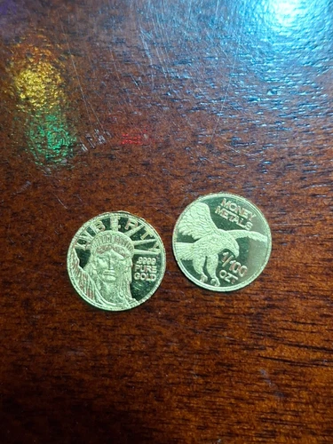 1/100 OZT .9999 GOLD STATUE OF LIBERTY WITH EAGLE COIN