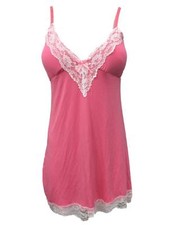 Kathy Ireland Womens Pink Coral Lacy Chemise Knit Nightie Nightgown Gown
