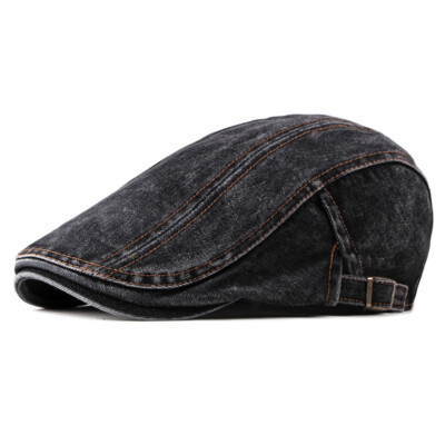 Mens Denim Gatsby Cap Golf Driving Summer Cabbie Newsboy Beret Retro Peaked  Hat