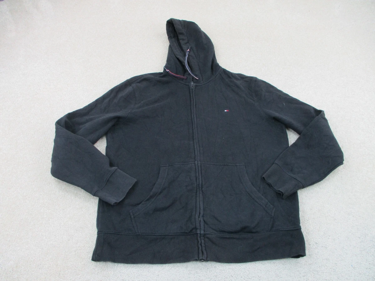 Tommy Hilfiger Sweater Adult Large Black Flag Outdoors Hoodie Sweatshirt Mens