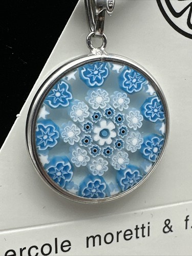 Sterling Silver 25 mm Murano Millefiori Pendant Necklace - MJ -24 - Picture 3 of 8