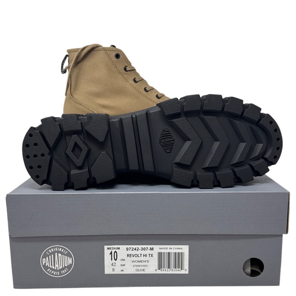 Palladium Revolt Hi TX Tech High-Top Boots Size 10 Women's Olive Rugged Sole image 6