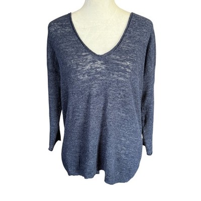 J. Crew blue v-neck 3/4 sleeve stretchy pullover soft loose fitting top size XS
