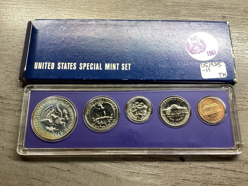 1967 U Special Mint Set SMS 5 Coin Set with OGP & Silver Kennedy 051925 11tk - Image 3 of 4