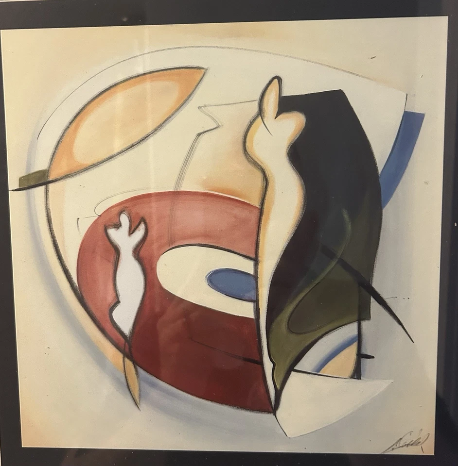 Impresión artística abstracta enmarcada de Alfred Alexander Gockel Blue's Session 15x15 Foto 2 de 4