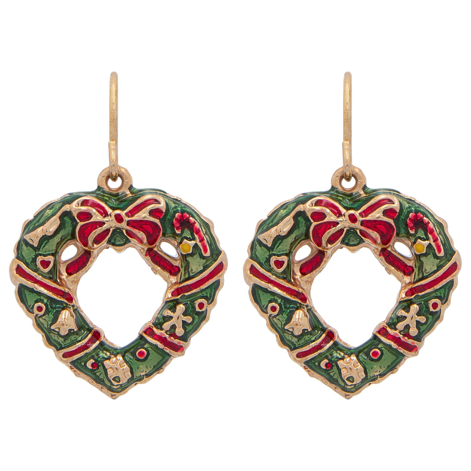 ФЛЭШ-РАСПРОДАЖА Подарочный набор золотых сережек С сердечком и Рождественским венком в виде счастливого праздника 2990₽