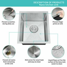 15"x17"x9" Drop in Kitchen Sink Top Mount Single Bowl Basin Stainless Steel