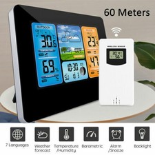 Estación Meteorológica LCD Digital Inalámbrica RelojCalendario Termómetro Interior y Exterior