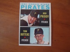 1964 Topps Card # 74 Pirates Rookie Stars Bob Priddy / Tom Butters. rookie card picture