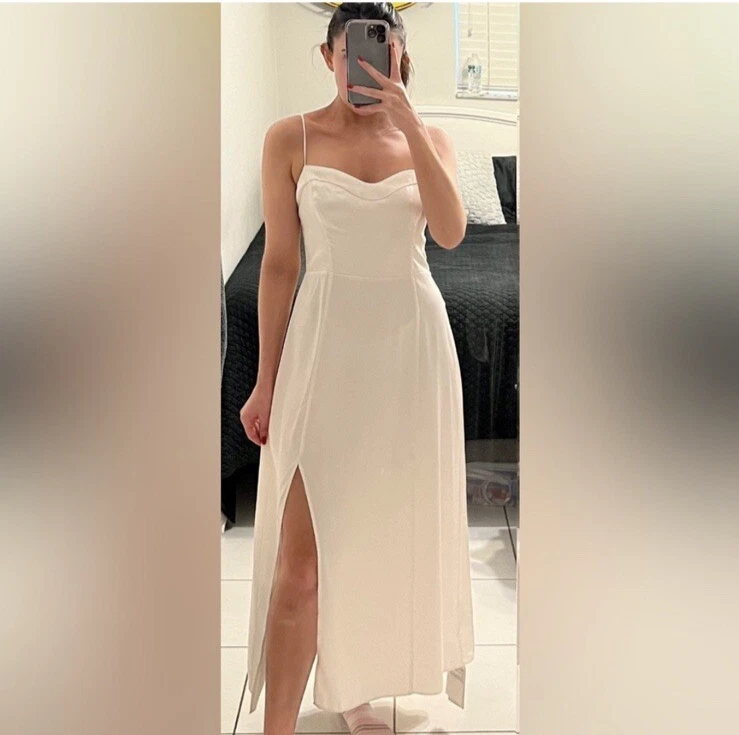 chinese dress ladies Abercrombie & Fitch White Mila Stretch Midi Dress UK XL