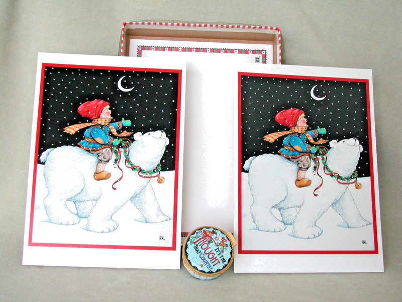 2 Mary Engelbreit-NATURE IS FULL OF GENIUS Christmas Cards w/envelopes + pillbox