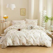Vintage Wash Painting Floral Duvet Cover Sets King Size,3 Pieces 100 Natural Co