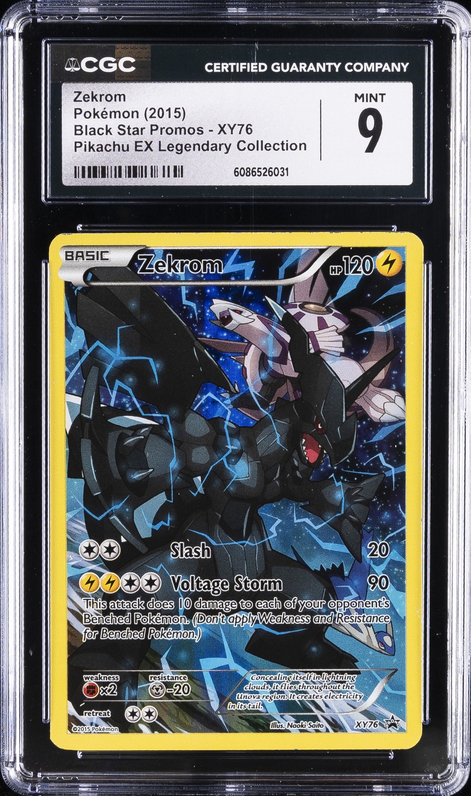 2015 POKEMON BLACK STAR PROMOS PIKACHU EX LEGENDARY COLL. #XY76 ZEKROM CGC 9