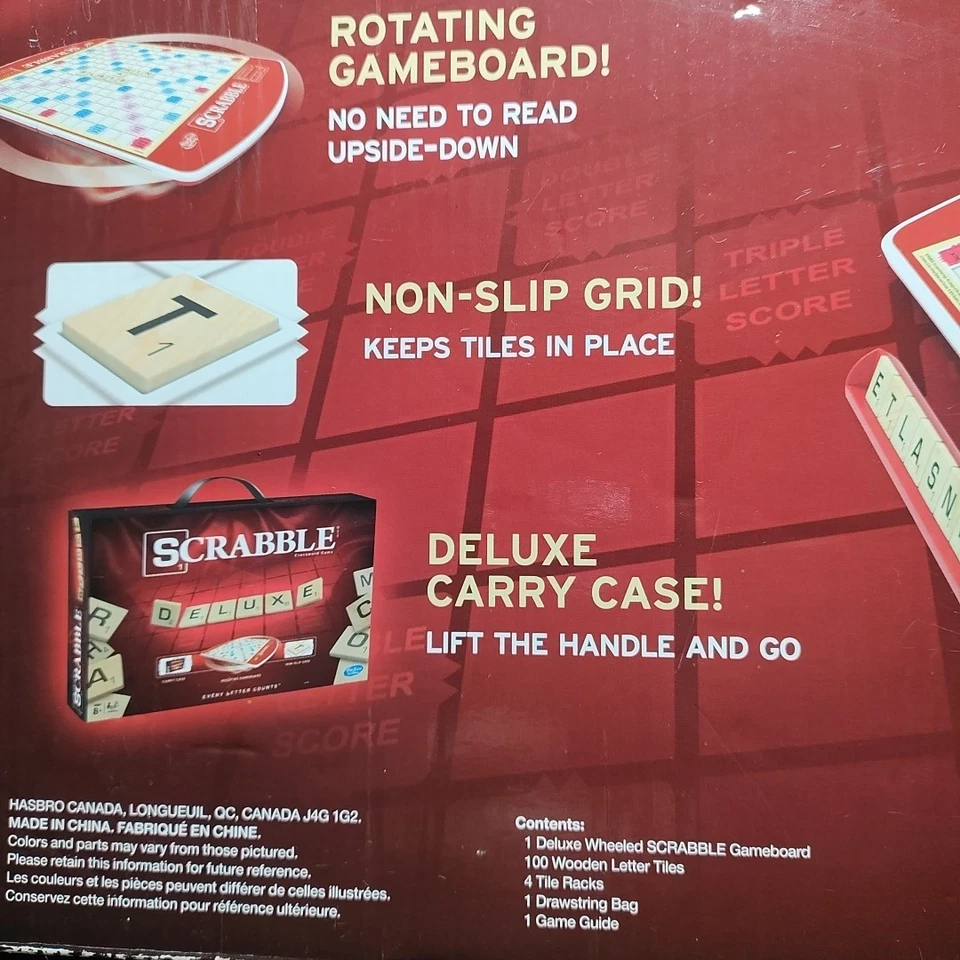 Hasbro Gaming Scrabble Deluxe Edition Letter Tiles Word Game | Rotating Board OB - Image 4 of 4
