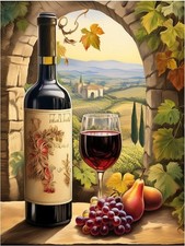 Tile Mural Wine Themed Tuscany Vineyard Kitchen Wall Backsplash Marble Ceramic