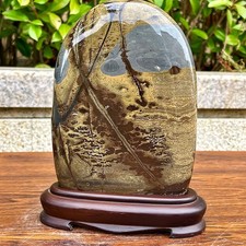 3.19LB  Beautiful Natural Chinese Dendritic Limestone Picture Stone Guohua-Rare