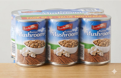 Batchelors Knopfpilze im Wasser 285g Packung mit 6 Dosen