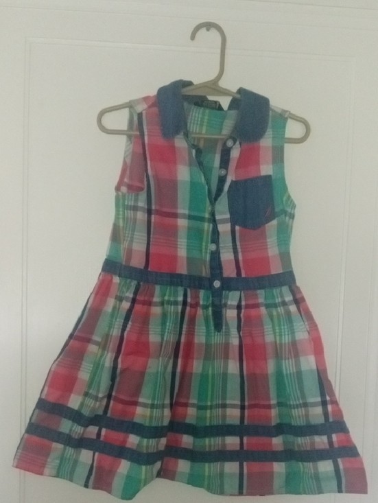 girl 5 plaid sleeveless dress Nautica