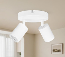 Lampada Da Soffitto Bianca 2 Faretti, Moderna Plafoniera a LED Dimmerabili E Gir
