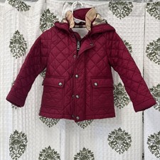 Burberry Children Jacket Girls 2Y Pink Quilted Hooded Nova Check Coat